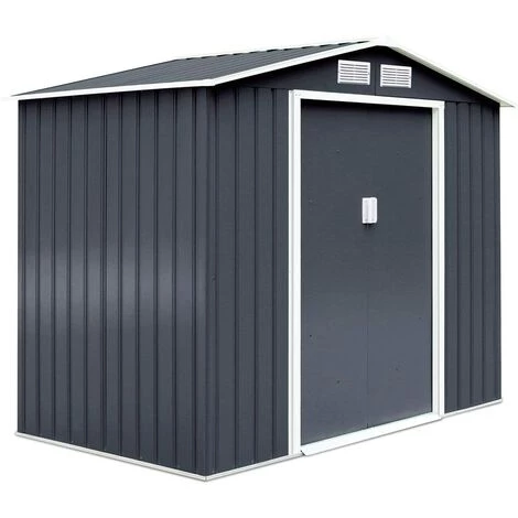 GOPLUS Abri De Jardin Avec Portes Fait En Métal Coulissantes Remise De Jardin Avec Fenêtres Rangement Pour Vélo, Outils De Jardinage Installation Facile 213x127x185cm Gris/Vert (Gris) 3 GOPLUS Abri De Jardin Avec Portes Fait En Métal Coulissantes Remise De Jardin Avec Fenêtres Rangement Pour Vélo, Outils De Jardinage Installation Facile 213x127x185cm Gris/Vert (Gris)