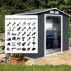 GOPLUS Abri De Jardin Avec Portes Fait En Métal Coulissantes Remise De Jardin Avec Fenêtres Rangement Pour Vélo, Outils De Jardinage Installation Facile 213x127x185cm Gris/Vert (Gris) 9 GOPLUS Abri De Jardin Avec Portes Fait En Métal Coulissantes Remise De Jardin Avec Fenêtres Rangement Pour Vélo, Outils De Jardinage Installation Facile 213x127x185cm Gris/Vert (Gris) -France Abri de jardin Soldes Boutique 34761972 3