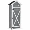 Outsunny Armoire Abri De Jardin Remise Pour Outils 4 étagères 9 Crochets 2 Porte Loquets Toit Pente Bitumé Sapin Gris Blanc - Gris 2 Outsunny Armoire Abri De Jardin Remise Pour Outils 4 étagères 9 Crochets 2 Porte Loquets Toit Pente Bitumé Sapin Gris Blanc - Gris -France Abri de jardin Soldes Boutique 34833540 1