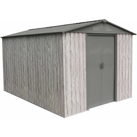 X-metal Abri Métal 7,15m² WoodTouch - Acier Galvanisé - Kit D'ancrage - Aspect Bois 3 X-metal Abri Métal 7,15m² WoodTouch - Acier Galvanisé - Kit D'ancrage - Aspect Bois