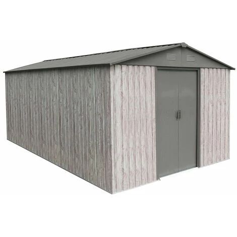 X-metal Abri Métal 11m² WoodTouch - Acier Galvanisé - Kit D'ancrage - Aspect Bois 3 X-metal Abri Métal 11m² WoodTouch - Acier Galvanisé - Kit D'ancrage - Aspect Bois