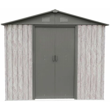 X-metal Abri Métal 4,1m² WoodTouch - Acier Galvanisé - Kit D'ancrage - Aspect Bois 5 X-metal Abri Métal 4,1m² WoodTouch - Acier Galvanisé - Kit D'ancrage - Aspect Bois – Image 3