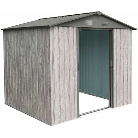 X-metal Abri Métal 4,1m² WoodTouch - Acier Galvanisé - Kit D'ancrage - Aspect Bois 6 X-metal Abri Métal 4,1m² WoodTouch - Acier Galvanisé - Kit D'ancrage - Aspect Bois – Image 4