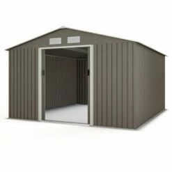 TRIGANO Abri De Jardin Métal Gris/vert 10,91 M² + Kit D'ancrage