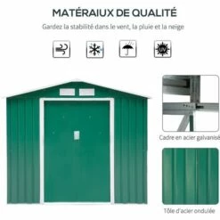 Outsunny Abri De Jardin - Remise Pour Outils - Cabanon Porte Verrouillable - Dim. 213L X 130l X 185H Cm - Tôle D'acier Vert - Vert 10 Outsunny Abri De Jardin - Remise Pour Outils - Cabanon Porte Verrouillable - Dim. 213L X 130l X 185H Cm - Tôle D'acier Vert - Vert -France Abri de jardin Soldes Boutique 37948935 4