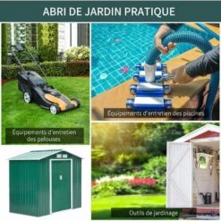 Outsunny Abri De Jardin - Remise Pour Outils - Cabanon Porte Verrouillable - Dim. 213L X 130l X 185H Cm - Tôle D'acier Vert - Vert 11 Outsunny Abri De Jardin - Remise Pour Outils - Cabanon Porte Verrouillable - Dim. 213L X 130l X 185H Cm - Tôle D'acier Vert - Vert -France Abri de jardin Soldes Boutique 37948935 5