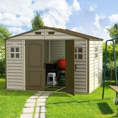 Ezooza Abri De Jardin En PVC Woodside 325 X 247 X233 Cm Couleur Beige Et Marron - Avorio/Marrone 5 Ezooza Abri De Jardin En PVC Woodside 325 X 247 X233 Cm Couleur Beige Et Marron - Avorio/Marrone – Image 3