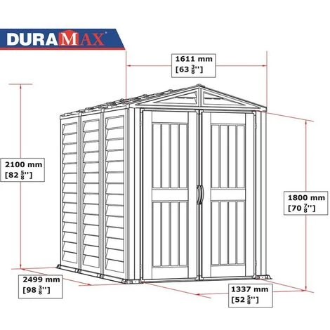EZOOZA YardMate Plus Abri De Jardin En PVC 171 X 252 X 199 Cm Gris Clair Et Foncé - Grigio/Grigio Scuro 4 EZOOZA YardMate Plus Abri De Jardin En PVC 171 X 252 X 199 Cm Gris Clair Et Foncé - Grigio/Grigio Scuro – Image 2