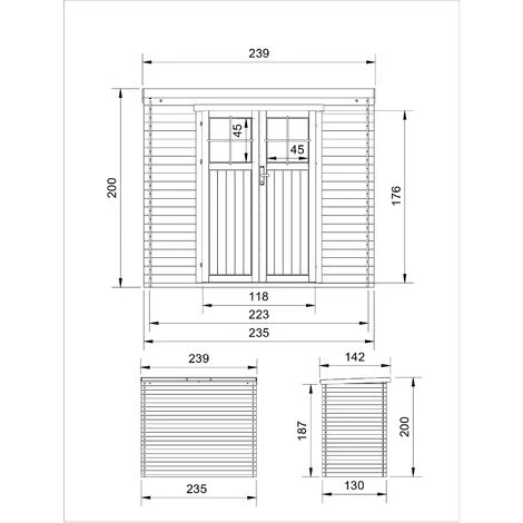 TIMBELA M310F Abri De Jardin En Bois -porte Verrouillable De Haute Qualité - Stockage Extérieur L239xL144xH200cm/2.63 M2 - Petit Abri à Outils, Local à Vélos - Toit Imperméable, Fenêtres - Beige 6 TIMBELA M310F Abri De Jardin En Bois -porte Verrouillable De Haute Qualité - Stockage Extérieur L239xL144xH200cm/2.63 M2 - Petit Abri à Outils, Local à Vélos - Toit Imperméable, Fenêtres - Beige – Image 4