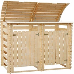 TIMBELA M605 Cache Poubelle Double En Bois à Portes Verrouillables, Abris Poubelles De Jardin Pour Entreposage De 2 Bacs Poubelles Standard De 240 Litres 180cm X 9cm X H13 Cm - Beige 9 TIMBELA M605 Cache Poubelle Double En Bois à Portes Verrouillables, Abris Poubelles De Jardin Pour Entreposage De 2 Bacs Poubelles Standard De 240 Litres 180cm X 9cm X H13 Cm - Beige -France Abri de jardin Soldes Boutique 43461827 3