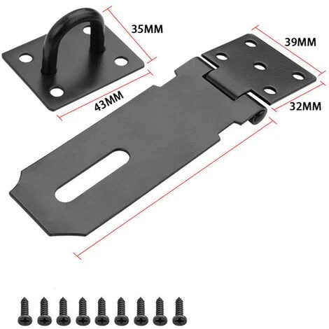 Verrou De Porte Cadenas Fermoir Moraillon Loquet De Porte Avec Vis Pour Porte, Meubles, Armoire, Tiroir, Placard Et Jardin,Mat En Acier Inoxydable 4pouces Fontainebleau Noir 1jeu 4 Verrou De Porte Cadenas Fermoir Moraillon Loquet De Porte Avec Vis Pour Porte, Meubles, Armoire, Tiroir, Placard Et Jardin,Mat En Acier Inoxydable 4pouces Fontainebleau Noir 1jeu – Image 2