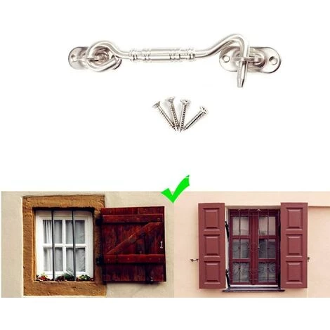 Crochet De Cabine, Portail Loquet Acier Inoxydable Eye Shed Loquet De Porte Pour Porte De Hangar Porte De Garage Les Fenêtres Cabine 4pouces Fontainebleau Argent 7 Crochet De Cabine, Portail Loquet Acier Inoxydable Eye Shed Loquet De Porte Pour Porte De Hangar Porte De Garage Les Fenêtres Cabine 4pouces Fontainebleau Argent – Image 5