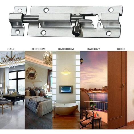 Loquet Porte Verrou,Sécurité Boulon De Verrouillage,verrou De Loquet Coulissant En Acier Inoxydable Avec Vis Pour Tous Les Types De Portes Internesr -3pouces Fontainebleau 2ensembles Argent 4 Loquet Porte Verrou,Sécurité Boulon De Verrouillage,verrou De Loquet Coulissant En Acier Inoxydable Avec Vis Pour Tous Les Types De Portes Internesr -3pouces Fontainebleau 2ensembles Argent – Image 2
