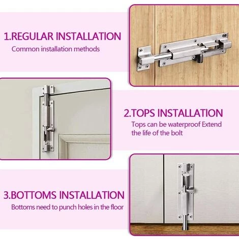 Loquet Porte Verrou,Sécurité Boulon De Verrouillage,verrou De Loquet Coulissant En Acier Inoxydable Avec Vis Pour Tous Les Types De Portes Internesr -3pouces Fontainebleau 2ensembles Argent 7 Loquet Porte Verrou,Sécurité Boulon De Verrouillage,verrou De Loquet Coulissant En Acier Inoxydable Avec Vis Pour Tous Les Types De Portes Internesr -3pouces Fontainebleau 2ensembles Argent – Image 5