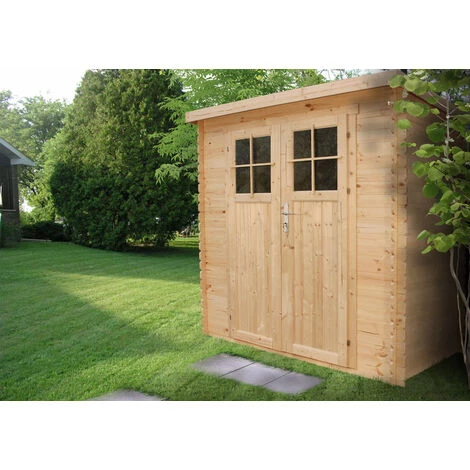 TIMBELA M309F Abri De Jardin En Bois - Porte Verrouillable De Haute Qualité - Stockage Extérieur L204xL204xH200 Cm/3.53 M2 - Petit Abri à Outils, Local à Vélos - Toit Imperméable, Fenêtres - Beige 6 TIMBELA M309F Abri De Jardin En Bois - Porte Verrouillable De Haute Qualité - Stockage Extérieur L204xL204xH200 Cm/3.53 M2 - Petit Abri à Outils, Local à Vélos - Toit Imperméable, Fenêtres - Beige – Image 4
