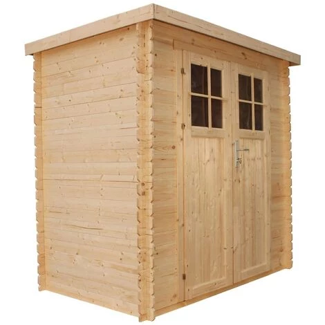 TIMBELA M311F+M311G Abri De Jardin En Bois AVEC SOL TRAITÉ - Porte Verrouillable De Haute Qualité -Stockage Extérieur L204xL142xH200cm/2.22m2 - Toit Imperméable, Fenêtres - Beige 5 TIMBELA M311F+M311G Abri De Jardin En Bois AVEC SOL TRAITÉ - Porte Verrouillable De Haute Qualité -Stockage Extérieur L204xL142xH200cm/2.22m2 - Toit Imperméable, Fenêtres - Beige – Image 3