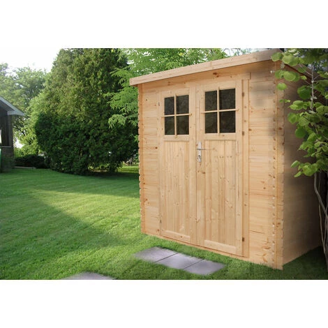 TIMBELA M311F+M311G Abri De Jardin En Bois AVEC SOL TRAITÉ - Porte Verrouillable De Haute Qualité -Stockage Extérieur L204xL142xH200cm/2.22m2 - Toit Imperméable, Fenêtres - Beige 7 TIMBELA M311F+M311G Abri De Jardin En Bois AVEC SOL TRAITÉ - Porte Verrouillable De Haute Qualité -Stockage Extérieur L204xL142xH200cm/2.22m2 - Toit Imperméable, Fenêtres - Beige – Image 5