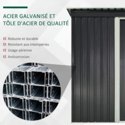 Outsunny Abri De Jardin - Remise Pour Outils - Cabanon Porte Verrouillable - Dim. 163L X 89l X 182H Cm - Tôle D'acier Noir Blanc - Gris 11 Outsunny Abri De Jardin - Remise Pour Outils - Cabanon Porte Verrouillable - Dim. 163L X 89l X 182H Cm - Tôle D'acier Noir Blanc - Gris -France Abri de jardin Soldes Boutique 47488974 5