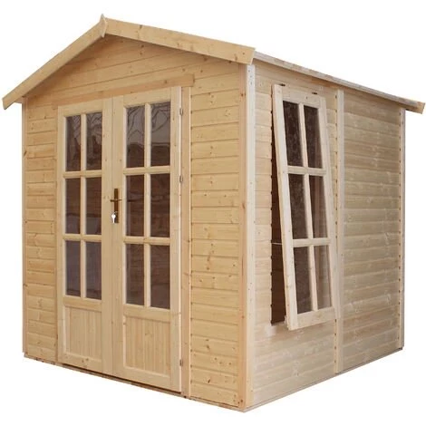 TIMBELA M351FB Cabane En Bois Avec Plancher, Maison De Jardin En Bois Pour Travailler L233xP222xH233cm, Abri En Bois De Jardin Multifonctionnel, Bureau De Jardin En Bois Verrouillable, Atelier, Studio - Beige 3 TIMBELA M351FB Cabane En Bois Avec Plancher, Maison De Jardin En Bois Pour Travailler L233xP222xH233cm, Abri En Bois De Jardin Multifonctionnel, Bureau De Jardin En Bois Verrouillable, Atelier, Studio - Beige
