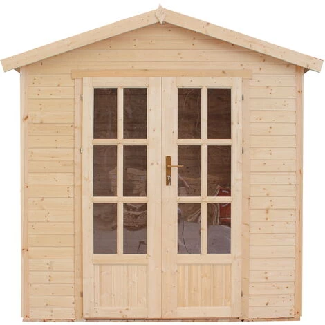 TIMBELA M351FB Cabane En Bois Avec Plancher, Maison De Jardin En Bois Pour Travailler L233xP222xH233cm, Abri En Bois De Jardin Multifonctionnel, Bureau De Jardin En Bois Verrouillable, Atelier, Studio - Beige 4 TIMBELA M351FB Cabane En Bois Avec Plancher, Maison De Jardin En Bois Pour Travailler L233xP222xH233cm, Abri En Bois De Jardin Multifonctionnel, Bureau De Jardin En Bois Verrouillable, Atelier, Studio - Beige – Image 2