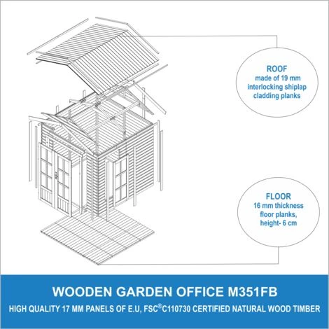 TIMBELA M351FB Cabane En Bois Avec Plancher, Maison De Jardin En Bois Pour Travailler L233xP222xH233cm, Abri En Bois De Jardin Multifonctionnel, Bureau De Jardin En Bois Verrouillable, Atelier, Studio - Beige 5 TIMBELA M351FB Cabane En Bois Avec Plancher, Maison De Jardin En Bois Pour Travailler L233xP222xH233cm, Abri En Bois De Jardin Multifonctionnel, Bureau De Jardin En Bois Verrouillable, Atelier, Studio - Beige – Image 3