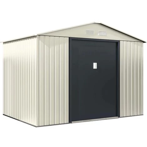 HABITAT ET JARDIN Abri De Jardin Métal "Nebraska" - 5.30 M² - Beige/Gris Anthracite - Vert Et Blanc. 3 HABITAT ET JARDIN Abri De Jardin Métal "Nebraska" - 5.30 M² - Beige/Gris Anthracite - Vert Et Blanc.