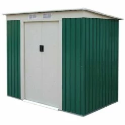 HABIT Abri De Jardin En Tôle Toit Végétal Crème BASIC XS 201x121x H176 Cm