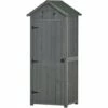 Outsunny Armoire Abri De Jardin Remise Pour Outils 3 étagères 2 Portes Loquets Toit Pente Bitumé 77L X 54l X 179H Cm Sapin Traité Gris - Gris