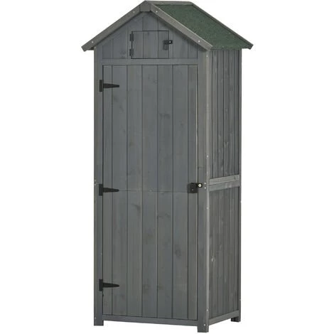Outsunny Armoire Abri De Jardin Remise Pour Outils 3 étagères 2 Portes Loquets Toit Pente Bitumé 77L X 54l X 179H Cm Sapin Traité Gris - Gris 2 Outsunny Armoire Abri De Jardin Remise Pour Outils 3 étagères 2 Portes Loquets Toit Pente Bitumé 77L X 54l X 179H Cm Sapin Traité Gris - Gris