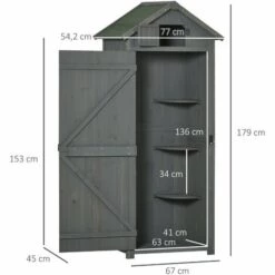 Outsunny Armoire Abri De Jardin Remise Pour Outils 3 étagères 2 Portes Loquets Toit Pente Bitumé 77L X 54l X 179H Cm Sapin Traité Gris - Gris 8 Outsunny Armoire Abri De Jardin Remise Pour Outils 3 étagères 2 Portes Loquets Toit Pente Bitumé 77L X 54l X 179H Cm Sapin Traité Gris - Gris -France Abri de jardin Soldes Boutique 48869813 3