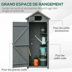 Outsunny Armoire Abri De Jardin Remise Pour Outils 3 étagères 2 Portes Loquets Toit Pente Bitumé 77L X 54l X 179H Cm Sapin Traité Gris - Gris 10 Outsunny Armoire Abri De Jardin Remise Pour Outils 3 étagères 2 Portes Loquets Toit Pente Bitumé 77L X 54l X 179H Cm Sapin Traité Gris - Gris -France Abri de jardin Soldes Boutique 48869813 5