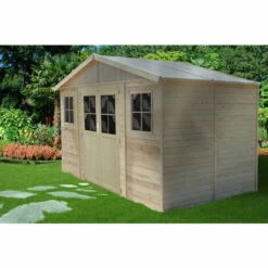 TIMBELA M332F+M332G Abri De Jardin En Bois Exterieur PLUS LES PLANCHERS IMPRÉGNÉ - Porte Verrouillable De Haute Qualité -Chalet En Pin/épicéa- H246x418x220 Cm/8 M² Construction De Panneaux - Beige 9 TIMBELA M332F+M332G Abri De Jardin En Bois Exterieur PLUS LES PLANCHERS IMPRÉGNÉ - Porte Verrouillable De Haute Qualité -Chalet En Pin/épicéa- H246x418x220 Cm/8 M² Construction De Panneaux - Beige -France Abri de jardin Soldes Boutique 49343963 4
