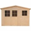 Abri De Jardin En Bois Naturel - Porte Verrouillable De Haute Qualité - Stockage Extérieur Avec Fenêtres- H226x324x216 Cm/6 M² Hangar En Bois Naturel - Atelier Rangement Outils Et Vélos- Timbela M334F - Beige