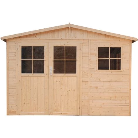 Abri De Jardin En Bois Naturel - Porte Verrouillable De Haute Qualité - Stockage Extérieur Avec Fenêtres- H226x324x216 Cm/6 M² Hangar En Bois Naturel - Atelier Rangement Outils Et Vélos- Timbela M334F - Beige 3 Abri De Jardin En Bois Naturel - Porte Verrouillable De Haute Qualité - Stockage Extérieur Avec Fenêtres- H226x324x216 Cm/6 M² Hangar En Bois Naturel - Atelier Rangement Outils Et Vélos- Timbela M334F - Beige