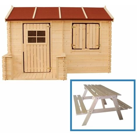 L'ENSEMBLE De Maison En Bois Pour Enfants Avec Table D'enfants En Bois - Maison De Jeux Pour L'extérieur 178x241xH151cm/2.63m2 - Maison Jardin Enfant Exterieur Bois - Maison D'été Extérieure Timbela M503 (+M018 Table D'enfants En Bois) - Beige 3 L'ENSEMBLE De Maison En Bois Pour Enfants Avec Table D'enfants En Bois - Maison De Jeux Pour L'extérieur 178x241xH151cm/2.63m2 - Maison Jardin Enfant Exterieur Bois - Maison D'été Extérieure Timbela M503 (+M018 Table D'enfants En Bois) - Beige