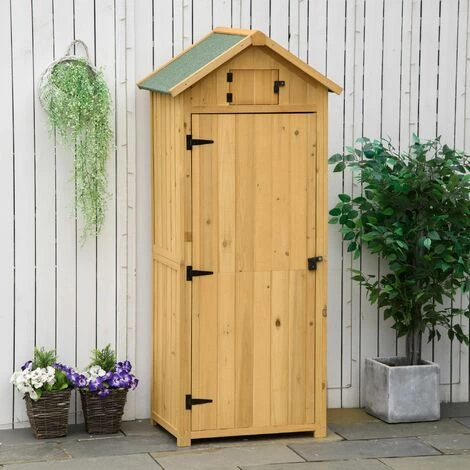 Outsunny Armoire Abri De Jardin Remise Pour Outils 3 étagères 2 Portes Loquets Toit Pente Bitumé 77L X 54l X 179H Cm Sapin Traité Lasuré 4 Outsunny Armoire Abri De Jardin Remise Pour Outils 3 étagères 2 Portes Loquets Toit Pente Bitumé 77L X 54l X 179H Cm Sapin Traité Lasuré – Image 2