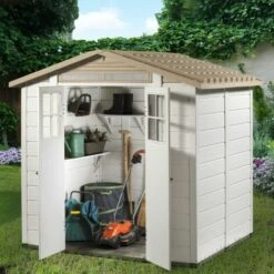 EZOOZA Abris En Résine Tuscany Evo 200 Blanc/Beige 220x181x216 Cm - Beige -France Abri de jardin Soldes Boutique 50200596 3