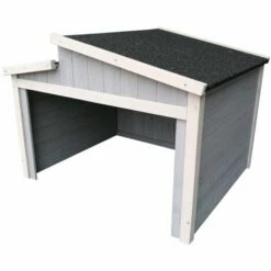 HELLOSHOP26 Garage Robot Tondeuse Toit Gradin Bois Massif 79,5 Cm Gris - Bois