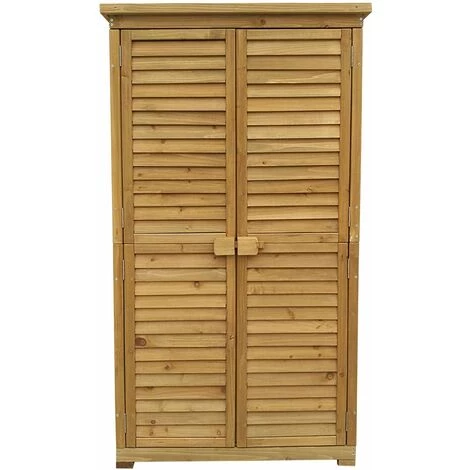 HELLOSHOP26 Armoire Abri De Jardin Portes En Lamelles 160 Cm Bois D'épicéa Toit Bitumé - Bois 6 HELLOSHOP26 Armoire Abri De Jardin Portes En Lamelles 160 Cm Bois D'épicéa Toit Bitumé - Bois – Image 4