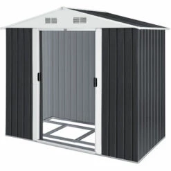 KESSER® Abri De Jardin XL En Métal 4,2 m³ Avec Base | 210 X 132 X 186 cm| 2x Portes Coulissantes Et Base| Remise à Outils | Armoire De Jardin | Toit En Pente Jardin Remise