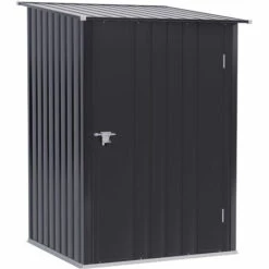 Outsunny Abri De Jardin - Remise Pour Outils - Cabanon Porte Verrouillable - Dim. 1L X 1,03l X 1,6H M - Tôle D'acier Ondulée Anthracite
