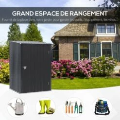 Outsunny Abri De Jardin - Remise Pour Outils - Cabanon Porte Verrouillable - Dim. 1L X 1,03l X 1,6H M - Tôle D'acier Ondulée Anthracite 11 Outsunny Abri De Jardin - Remise Pour Outils - Cabanon Porte Verrouillable - Dim. 1L X 1,03l X 1,6H M - Tôle D'acier Ondulée Anthracite -France Abri de jardin Soldes Boutique 50914722 5