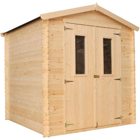 Abri De Jardin En Bois AVEC SOL TRAITÉ - TIMBELA M343C+M343G - Stockage Extérieur I216xL206xH218 Cm/ 3.53 M2 Petit Abri à Outils, Local à Vélos - Toit Imperméable, Fenêtres - Beige 5 Abri De Jardin En Bois AVEC SOL TRAITÉ - TIMBELA M343C+M343G - Stockage Extérieur I216xL206xH218 Cm/ 3.53 M2 Petit Abri à Outils, Local à Vélos - Toit Imperméable, Fenêtres - Beige – Image 3