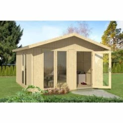 ALPHOLZ Abri De Jardin Jacob Naturel , 70 Mm Épaisseur Paroi 446 X 470 Cm - Sans Traitement De Couleur