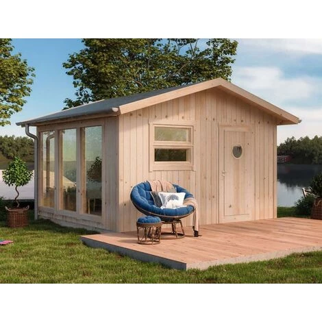 Abri De Jardin Alpholz Sola Naturel , 70 Mm Épaisseur Paroi 399 X 385 Cm - Sans Traitement De Couleur 4 Abri De Jardin Alpholz Sola Naturel , 70 Mm Épaisseur Paroi 399 X 385 Cm - Sans Traitement De Couleur – Image 2