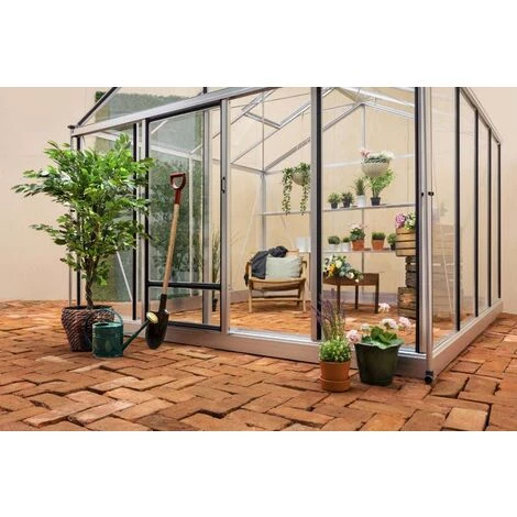 Serre Terrando Mathis Argent Revêtu Par Poudre, 4 Mm Épaisseur De Paroi 236 X 309 Cm 4 Serre Terrando Mathis Argent Revêtu Par Poudre, 4 Mm Épaisseur De Paroi 236 X 309 Cm – Image 2