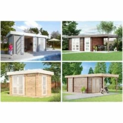 CARLSSON Abri De Jardin Modern-E Compact Naturel , 44 Mm Épaisseur Paroi 402 X 308 Cm - Sans Traitement De Couleur -France Abri de jardin Soldes Boutique 51420954 3