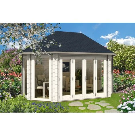 ALPHOLZ Pavillon De Jardin Bornéo-44 ISO Avec Grande Porte Pliante Naturel 502 X 352 Cm - Sans Traitement De Couleur 3 ALPHOLZ Pavillon De Jardin Bornéo-44 ISO Avec Grande Porte Pliante Naturel 502 X 352 Cm - Sans Traitement De Couleur