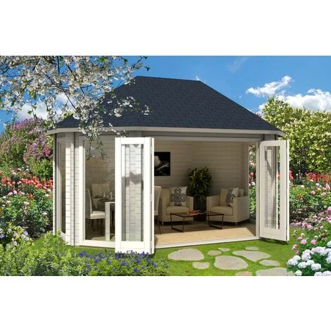 ALPHOLZ Pavillon De Jardin Bornéo-44 ISO Avec Grande Porte Pliante Naturel 502 X 352 Cm - Sans Traitement De Couleur 4 ALPHOLZ Pavillon De Jardin Bornéo-44 ISO Avec Grande Porte Pliante Naturel 502 X 352 Cm - Sans Traitement De Couleur – Image 2