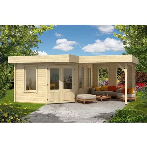 ALPHOLZ Poolhouse - Abri De Jardin Pentagonal Leelo-40 Avec Annexe Naturel , 40 Mm Épaisseur Paroi 625 X 505 Cm - Sans Traitement De Couleur 3 ALPHOLZ Poolhouse - Abri De Jardin Pentagonal Leelo-40 Avec Annexe Naturel , 40 Mm Épaisseur Paroi 625 X 505 Cm - Sans Traitement De Couleur